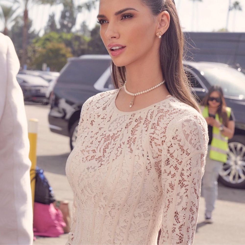 ZIMMERMANN Devi Panelled Lace Midi Dress in Cream - Picture 3 of 9